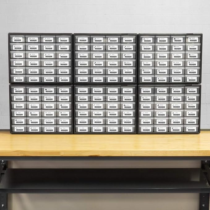 Akro-Mils 24-Drawer Plastic Drawer Storage Cabinet for Garage Organization, Bead Organizer, Building Bricks Storage, Teacher Toolbox, Makeup Organizer, 20" W x 6" D x 16" H, 10724 Black