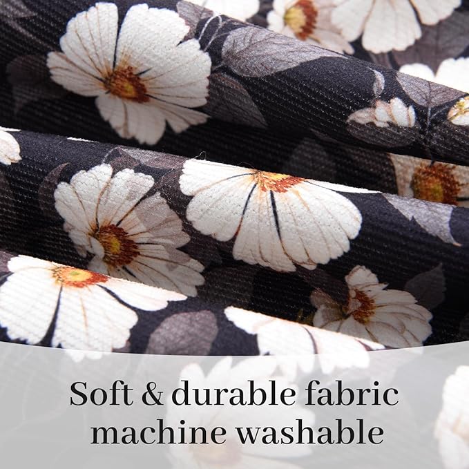 Cute Floral Aprons for Women with Pockets,Cotton Adjustable Neck Strap Apron for Kitchen Cooking Baking Gardening