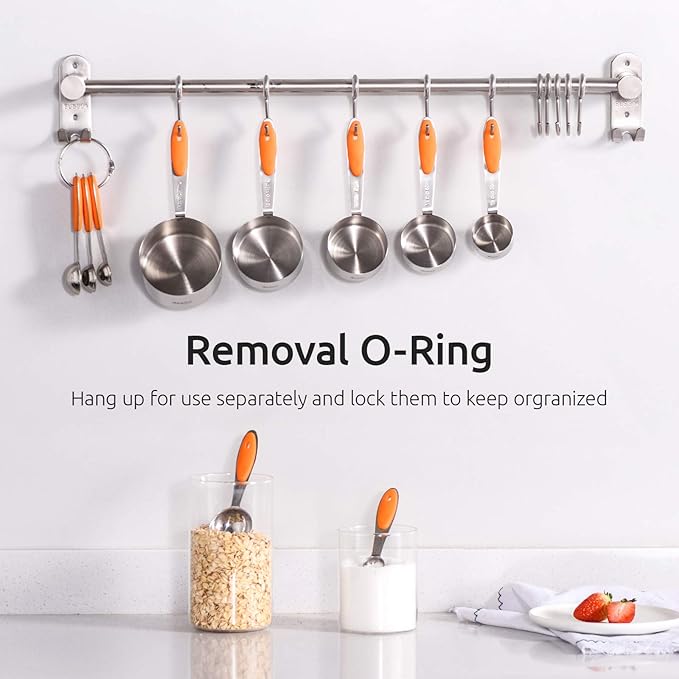 Measuring Cups : U-Taste 18/8 Stainless Steel Measuring Cups and Spoons Set of 10 Piece, Upgraded Thickness Handle(Orange)