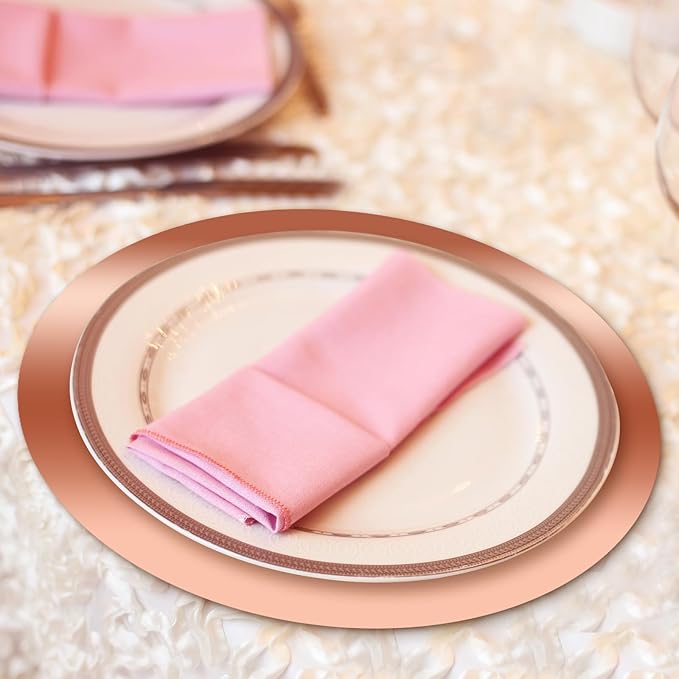 Tioncy 100 Pcs Rose Gold Round Paper Placemats Decorative Disposable Placemats Table Mats for Dining Wedding Table Decoration Home Banquet New Years Festive Party Birthday Holiday