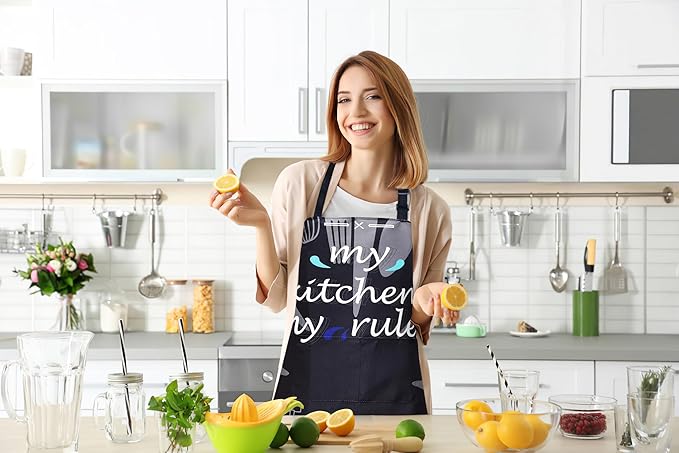 ZiQilin Adjustable Waterproof Kitchen Apron for Women with 2 Pockets Cooking Chef Apron Gardening Funny BBQ Aprons for Men
