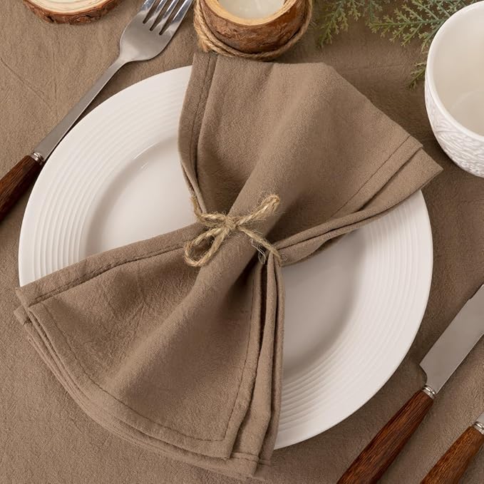 Socomi Cloth Napkins Nude Fall Thanksgiving Washable Reusable Bulk Linen Cotton Napkins Set of 4 17"x17" for Wedding Party Bridal Baby Shower Birthday Dining Table Decorations