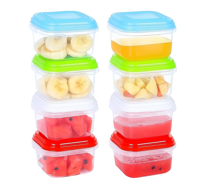 ARSUK Baby Food Containers (4oz/120ml, 8 Pack) - Small Plastic Containers with Lids - Toddler Snack Containers - Reusable Freezer Safe Food Storage Jars - BPA-Free, Leakproof & Microwave Safe