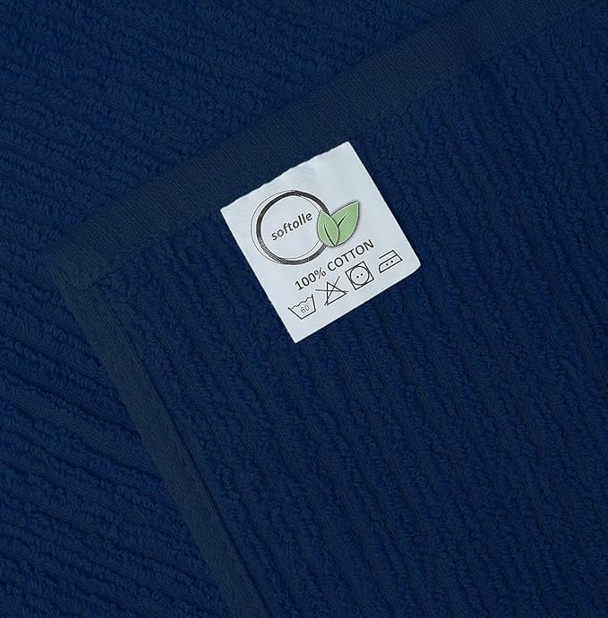 Softolle Bar Mop Towels, Pack of 12-16x19 Inches - 100% Cotton Super Absorbent Towels, Multi-Purpose for Home and Bar Cleaning (Navy Blue)