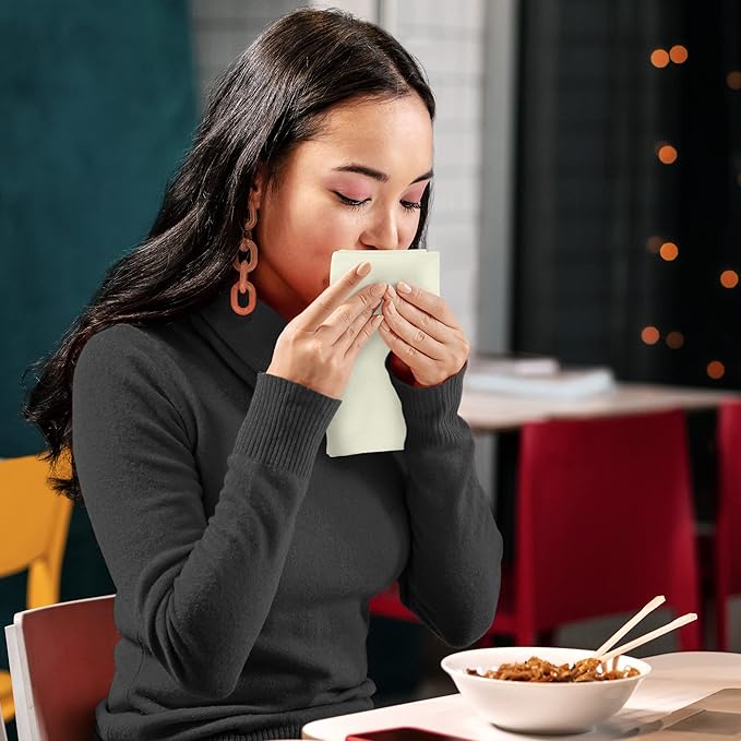 Utopia Kitchen Ivory Cloth Napkins [12 Pack, 18x18 Inch] Absorbent Cotton Blend Washable and Reusable for Dinner, Restaurant, Lunch, Wedding and Hotel