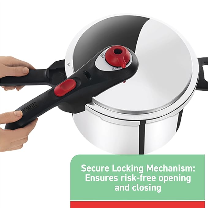 T-fal P2614634 Secure Aluminum Initiatives 12-PSI Pressure Cooker Cookware, 6-Quart, Siver