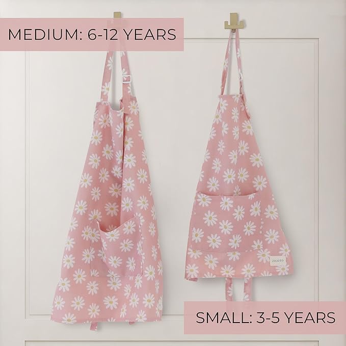ZICOTO Kids Apron for Girls & Boys - Toddler Apron with Pocket for Cooking, Baking & Crafts - Christmas Gift for Little Chef