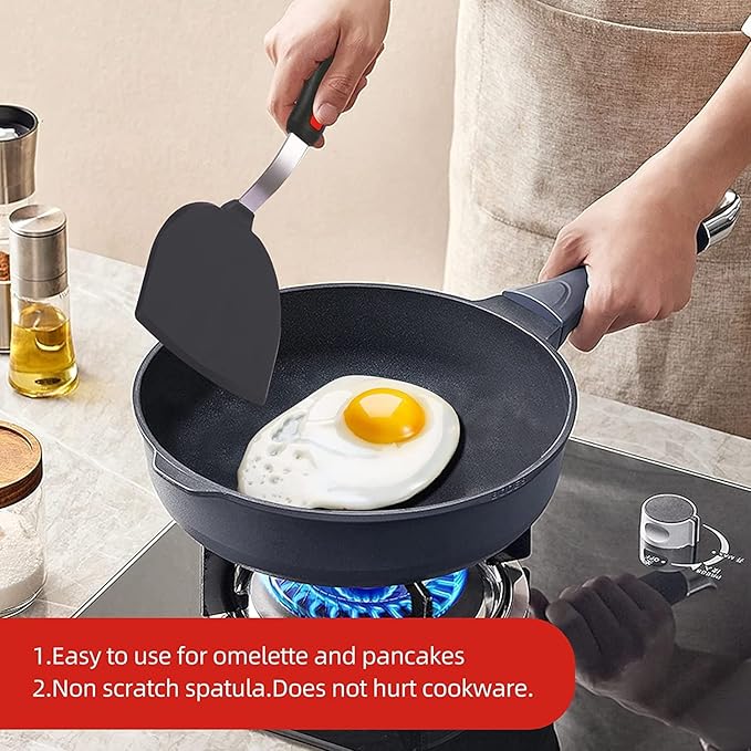 Silicone Fish Spatula Turner Half-Round Dense Spatulas Omelette Pancake Spatulas for Nonstick Cookware Egg 600°F Heat-Resistant