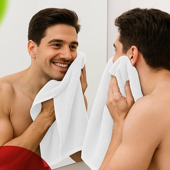 RIVERSIDE 6 Pack Premium Hand Towels Set, 16x28 inches, 100% Ring Spun Cotton, 600 GSM, Soft, Quick Dry and Highly Absorbent, Towels for Bathroom, Kitchen, Gym, Spa - White