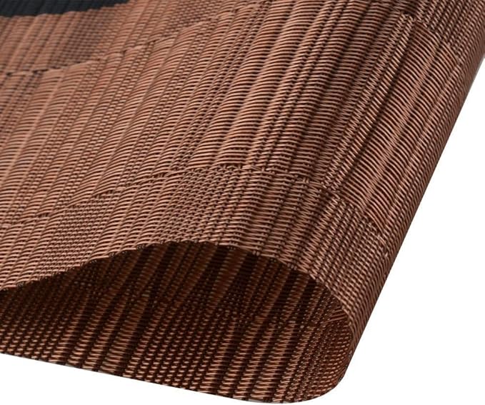 SHACOS Woven Vinyl Table Runners PVC Table Runners 12 x 90 inch Long Wipeable Bamboo Weave Runner for Tables Indoor Outdoor, Ombre Coffee Black