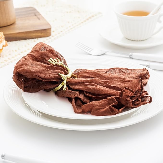 100 Pack Terracotta Cheesecloth Napkins 21x21 Inches Terracotta Cloth Napkins Washable Set of 100 Dinner Table Napkins for Wedding Bridal Baby Shower Rustic Boho Cotton Gauze Summer Party Table Decor