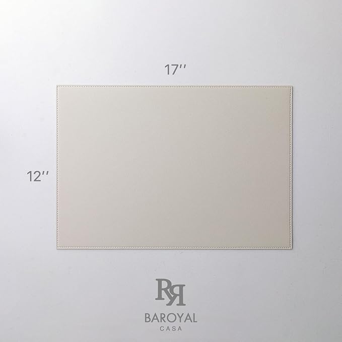 Faux Leather Placemats Set of 8 Vinyl Washable Wipeable Table Mats for Kitchen Dining Table Heat Resistant Waterproof Modern Indoor/Outdoor Placemats Non-Slip Easy Clean Place Mats-Cream White