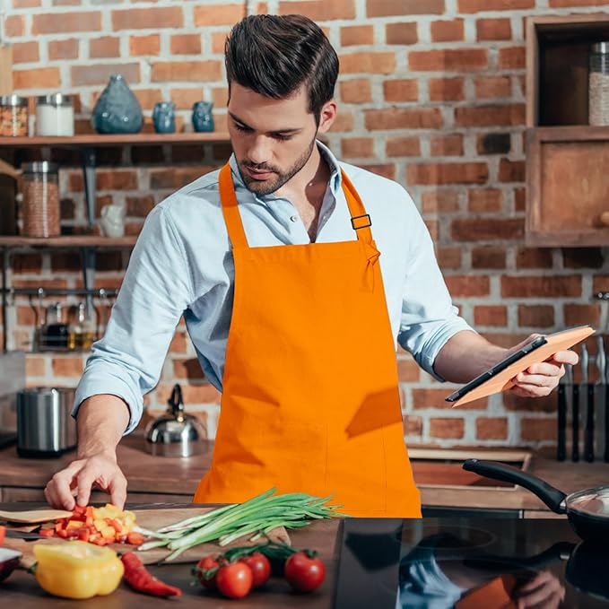 15 Pcs Adult Aprons Bulk with Pockets Adjustable Bib Chef Apron for Women Men Painting Cooking Crafting (S/L)