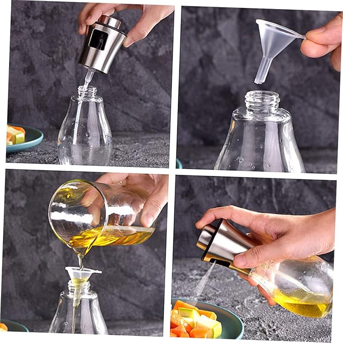 Luxshiny Stainless Steel Oil Spray Bottle Manual Kitchen Oiler for Cooking Roasting Grilling Portable Olive Oil Vinegar Sprayer with Even Mist Dispersion and Reusable Design