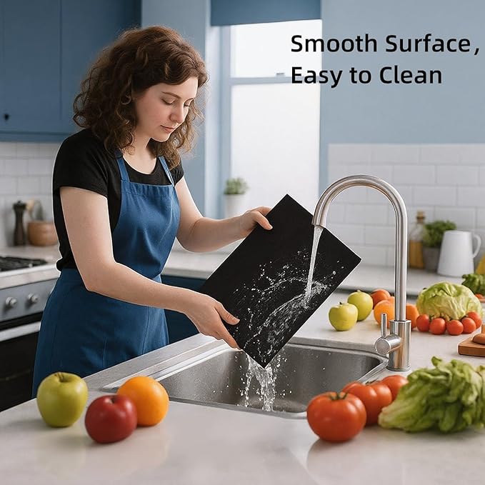 Hacaroa 4 Pack Tempered Glass Cutting Board for Kitchen Counter, Black Chopping Boards with Rubber Feet, Rectangle Non-Slip Countertop Protector, Heat Resistant, Shatter Resistant, 2 Sizes