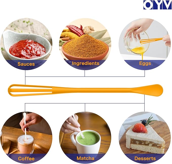 OYV multifunctional mini whisk,mini spoon,small whisks for cooking,tiny whisk 2 pieces,mini small wisk,for Blending,Whisking,Beating Ingredients, Mixing Sauces