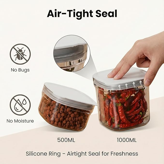 Airtight Food Storage Containers with Lids, 4 Pcs Set BPA Free Clear Kitchen Pantry Organization Canisters for Herbs, Coffee, Tea - Keeps Food Fresh & Dry (Transparent - 3pcs)