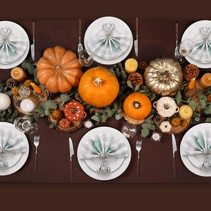 Funnymoom 24 Pcs Thanksgiving Blue White Pumpkin Cloth Napkins Pumpkin Eucalyptus Leaves Reusable Napkins 2 Styles Dinner Soft Absorbent Cloth for Fall Autumn Thanksgiving Party Favors