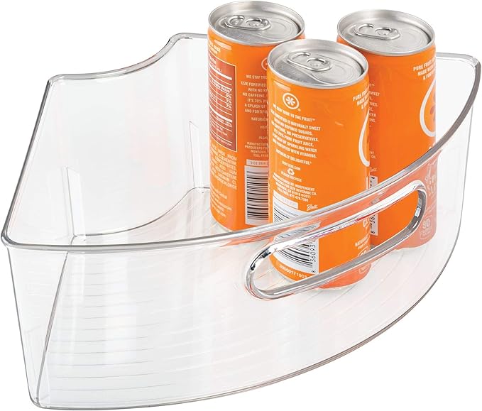 iDesign Plastic Lazy Susan Cabinet Storage Bin, BPA-Free 1/4 Wedge Container for Kitchen, Pantry, Counter, 12.56" x 7.33" x 4.05", Clear