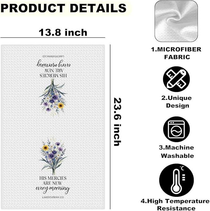 2 Pcs Bible Verse Kitchen Towels, Absorbent Soft Microfiber Towel for Bathroom Kitchen, Friendship Tea Towels, Dish Cloths for Washing Dishes, Christmas Christian Gifts for Women Friend 3