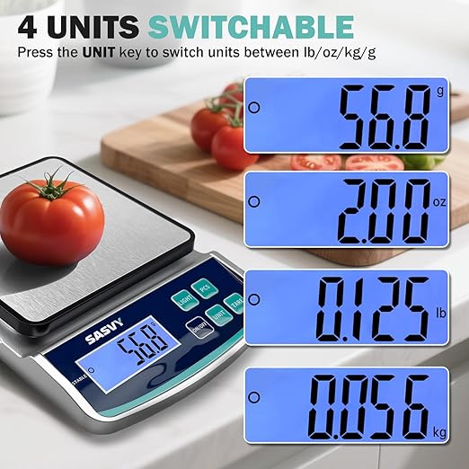 Digital Lab Scale 5000g x 0.1g oz/lb/g/kg Precision Electronic Scientific Scale Analytical Balance for Laboratory Jewelry Kitchen Includes Rechargeable Battery