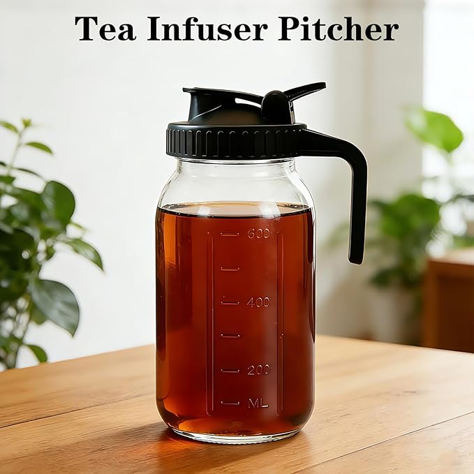 Cold Brew Coffee Maker, 32oz Mason Jar Pitcher with Airtight Lid and Stainless Steel Filter, 1 Quart Wide Mouth Glass Jar Cold Brew Coffee Kit Tea Infuser Pitcher, Coffee Lovers Gifts for Men/Women
