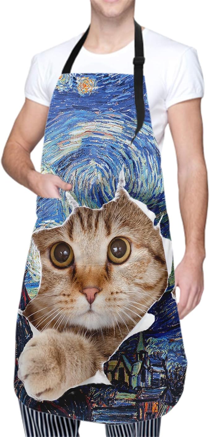 Funny Apron Polyester Grooming Aprons with Pocket for Cooking Kitchen Grilling Adults