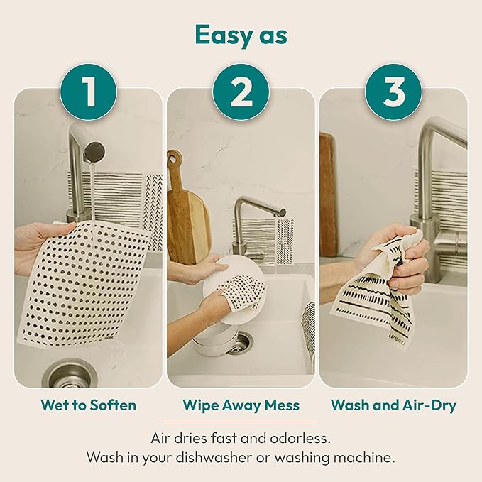 FEBU Swedish Dishcloths for Kitchen | 5 Pack Fresh Flowers Reusable Paper Towels Washable | Swedish Dish Towels | Non-Scratch Cellulose Sponge Cloths | No Odor, Biodegradable Cleaning Cloths