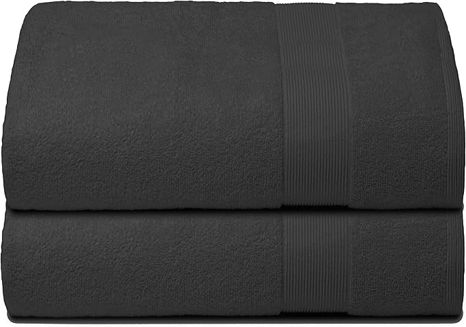 Belizzi Home Premium Cotton Oversized 2 Pack Bath Sheet 35x70-100% Pure Cotton - Ideal for Everyday use - Ultra Soft & Highly Absorbent - Machine Washable - Charcaol