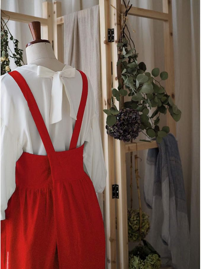 Uaussi Cotton Linen Apron Cross Back Work Apron for Women with Pockets Pinafore Dress X Cross Halter Apron for Chef Gardening