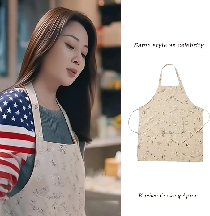 Kitchen Aprons for Women, Japanese Vintage Floral Apron With Adjustable Neck Strap and pocket for Men Gardening Cooking Arting Painting