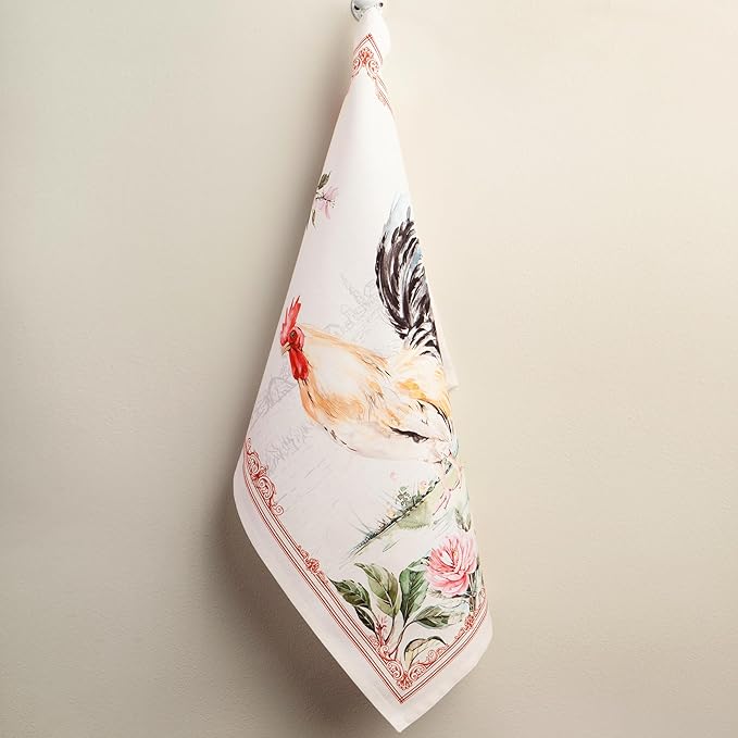 Maison d' Hermine Kitchen Towels Set of 2 100% Cotton 27.50" x 20" Reusable Cloth Tea Dish Towels Absorbent with Hanging Loop for Kitchen, Home, Dining, Cocktail Parties Spring/Summer (Campagne)