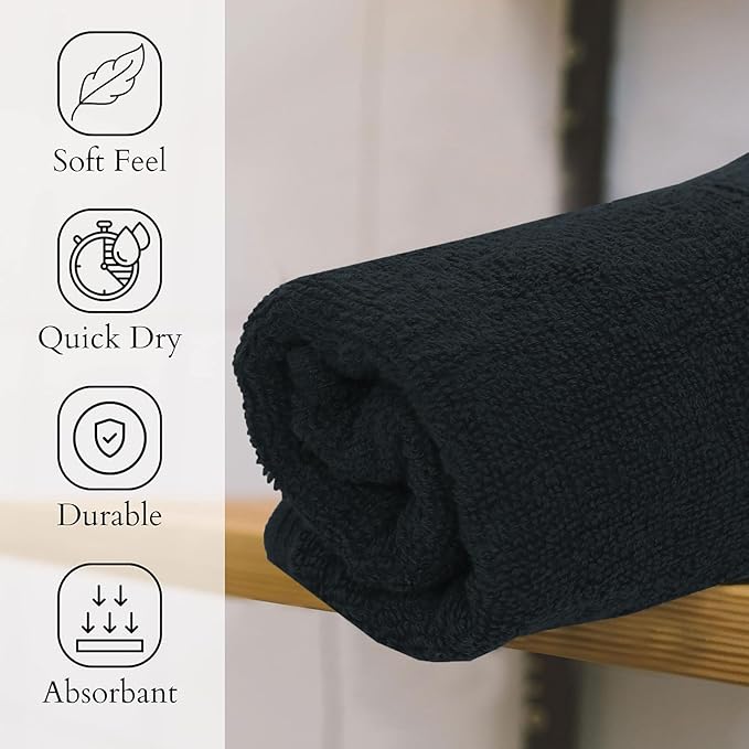 GOLD TEXTILES Premium Hand Towels for Bathroom -100% Ring Spun Cotton (Grey,4 Pack, 16x30 Inches) Luxury Soft Absorbent & Quick Dry, Bathroom Hand Towel Perfect for Hotel, Salon, Gym & Spa