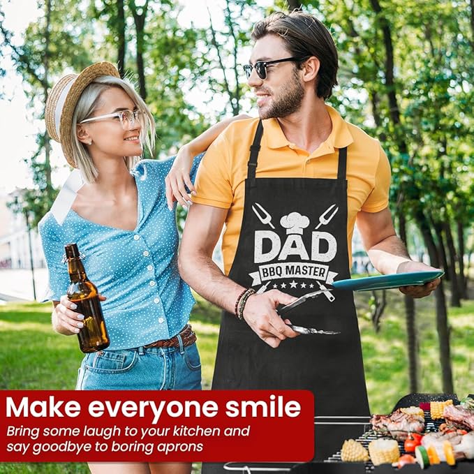 SANDJEST Funny Apron for Dad - Birthday Father’s Day Cooking Grilling Gifts for Mens