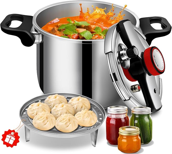 12.68 Quart Stainless Steel Pressure Cooker, Jumbo Large Capacity Stovetop Pressure Cooker, Commercial Grade Heavy Duty, Induction Ready for Catering & Large Gatherings