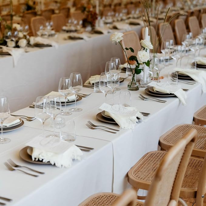 24Pack White Cloth Napkins 17x17Inch White Napkins Cloth with Fringe Soft Cotton Cloth Napkins Washable Rustic Dinner Napkins Cloth for Wedding Party Dinner Table