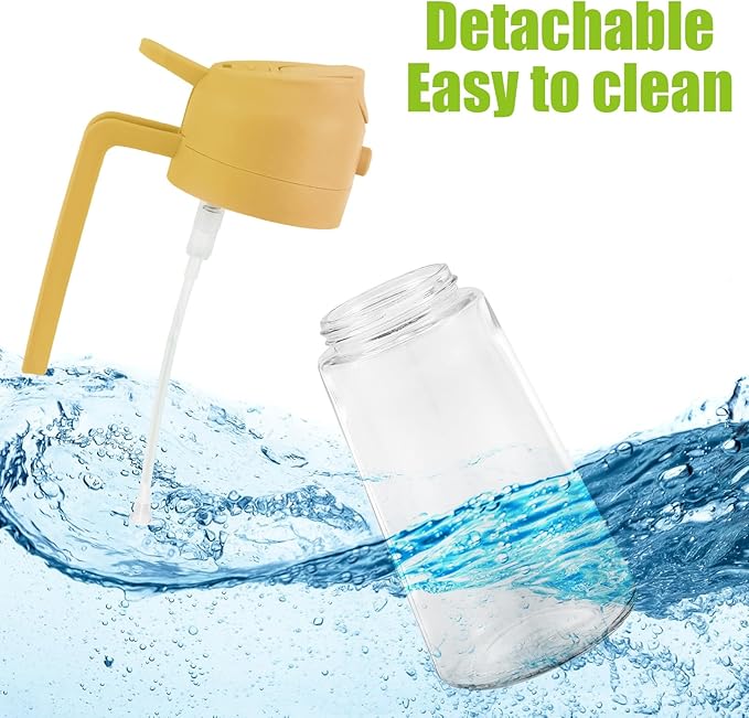 4 Pack 16oz/470 ml Olive Oil Dispenser Bottle 2 in 1 Clear Glass Oil Sprayer and Container Refillable Vinegar Dispenser with Automatic Cap Portable Spray Bottle for Cooking Baking Orange