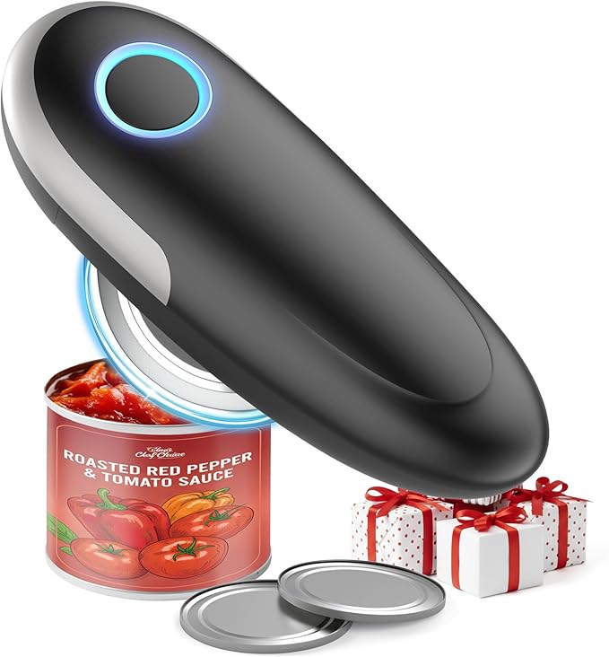 Electric Can Opener, One-Touch Automatic Can Opener for Seniors with Arthritis, Smooth Edge, Hands-Free, Battery Powered, Portable & Compact, Food Safe Electric Can Openers for Kitchen (Gray)