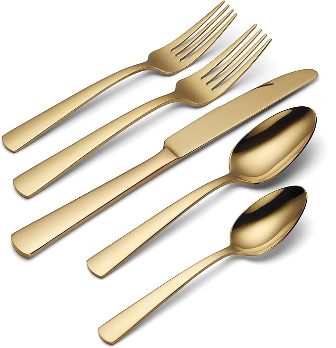 Oneida B1024020AL20 Aptitude Gold 20 Piece Everyday Flatware Set, Service For 4
