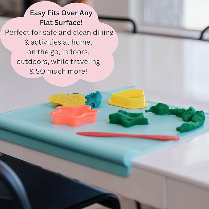 The Table Tyke Silicone Placemat with Table Edge Bumper for Baby Toddler Suction Cup Safety Mat (Slate Grey)
