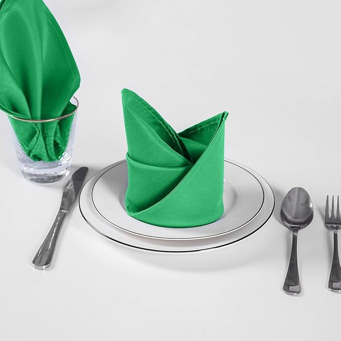 Cloth Napkins 20x20 inch Washable Polyester Dinner Napkins Soft Table Napkins for Wedding Party Dining Banquet(Emerald,25PCS)