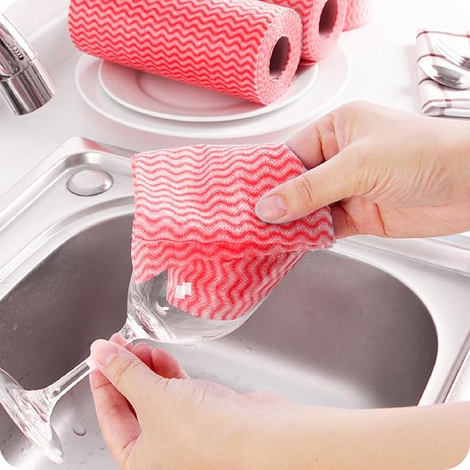 Disposable Cleaning Towels Disposable Cleaning Towels, Reusable Towel,Handy Clean Wipes, 50 Count/Pack, Red
