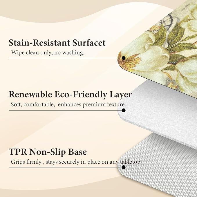 Vinyl Placemats Set of 6-12x17 Inch - Heat Resistant Washable Place Mats Waterproof Non-Slip Wipeable Table Mats for Dining Table Decor, Indoor/Outdoor Plastic Mat