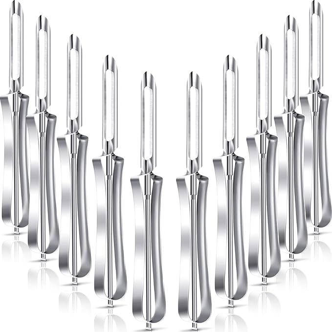 Mudder 10 Pieces Vegetable Fruit Peelers Stainless Steel Rotary Peelers Carrots Potatoes Peeling Tools for Home and Kitchen, with Ergonomic Safety and Control Handle