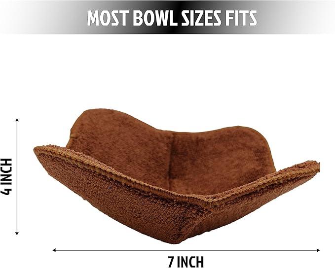 Set of 2 Microwave Bowl Cloth Hot Pads with Brown Color - Multipurpose Heat Resistant Plate Holders 7"x4" Inches - Pot Holder Microwavable Bowl Cozies for Food - Ramen Soup or Bowl Cozy