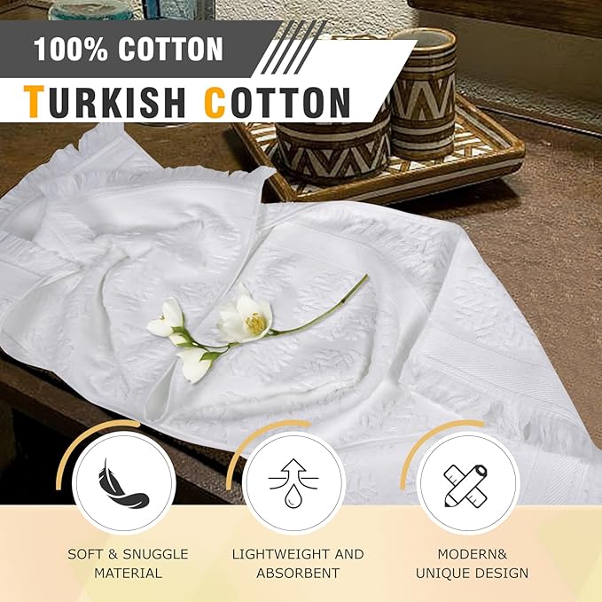 YoulerTex Luxury Decorative Hand Towels Bathroom: 2 Packs 14X30 100% Cotton Turkish Absorbent Soft Face Towel Set for Boho Bathroom Decor Kitchen Hotel Spa Farmhouse Guest Tea Gift (06 Star, 14"x30")
