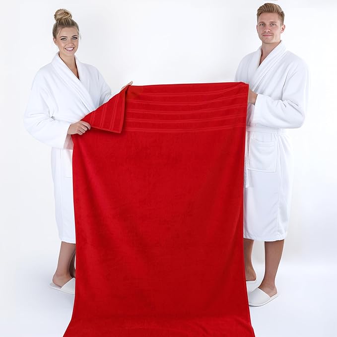 American Soft Linen 35x70 Jumbo Large Bath Towel, 600 GSM 100% Cotton Turkish Bath Sheet, Oversized Luxury Bath Towel for Bathroom Beach and Pool, Red