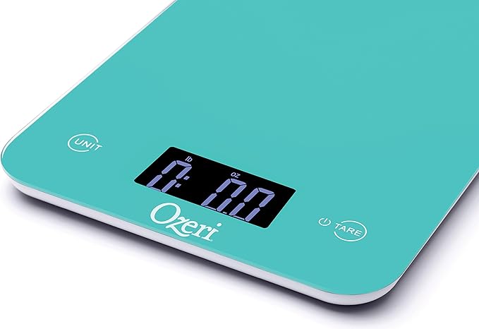 Ozeri Touch Professional Tempered Glass Digital Kitchen Scale, Teal Blue
