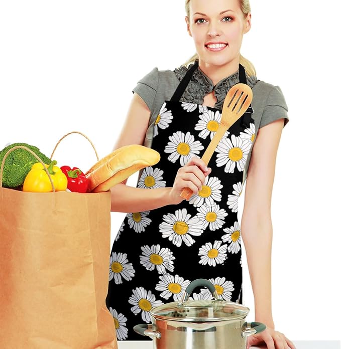 Sosolong Adjustable Waterproof Apron Bib Apron with 2 Pockets Cooking Kitchen Aprons for Women Men Chef