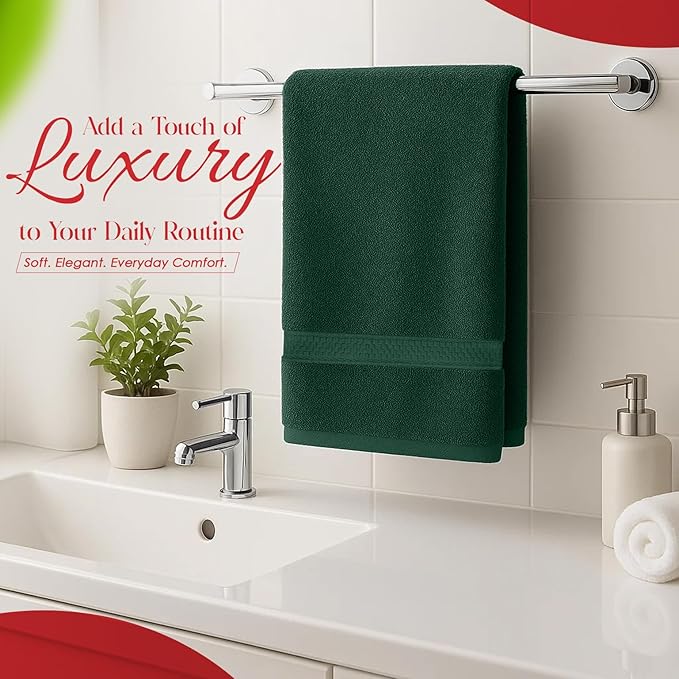 RIVERSIDE 6 Pack Premium Hand Towels Set, 16x28 inches, 100% Ring Spun Cotton, 600 GSM, Soft, Quick Dry and Highly Absorbent, Towels for Bathroom, Kitchen, Gym, Spa - Forest Green